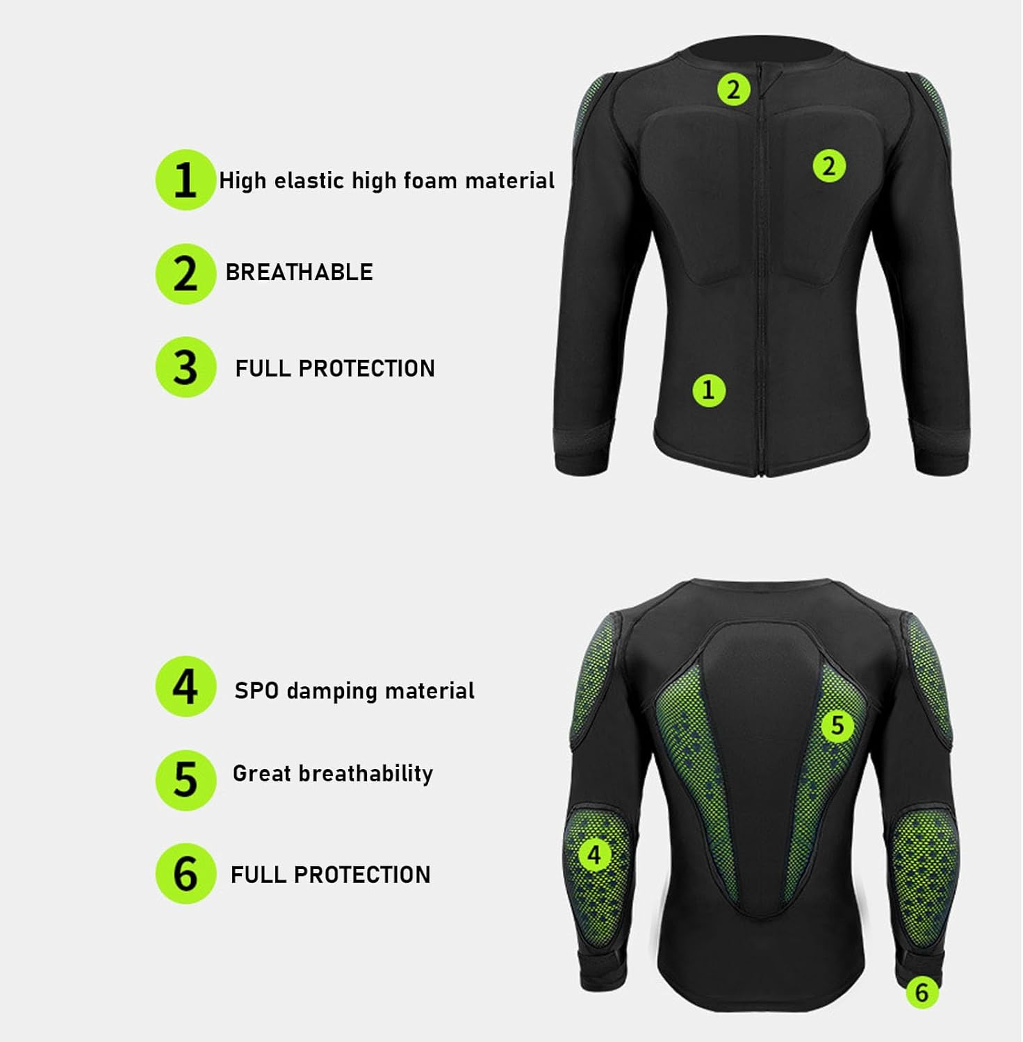 Motorcycle Armor Shirt, Sweatproof Soft Motorcycle Full Body Armor Breathable for Skiing Cycling Skating