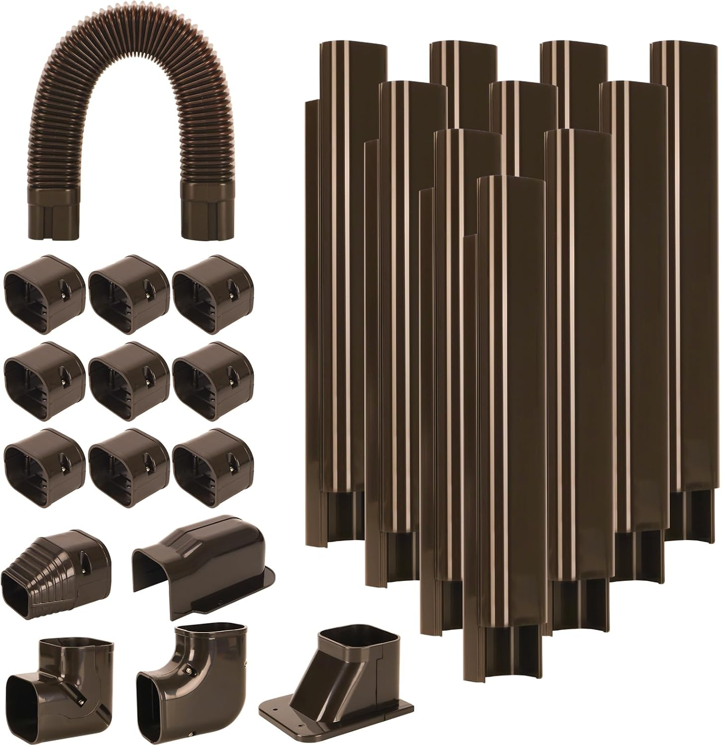 GUEQUITLEX 3" W 16.1 Ft Line Set Cover Kit for Mini Split Air Conditioner Brown Decorative PVC Line Cover Kit for Central Air Conditioner Mini Split AC Cover for outside Heat Pumps Tubing Cover image number 5