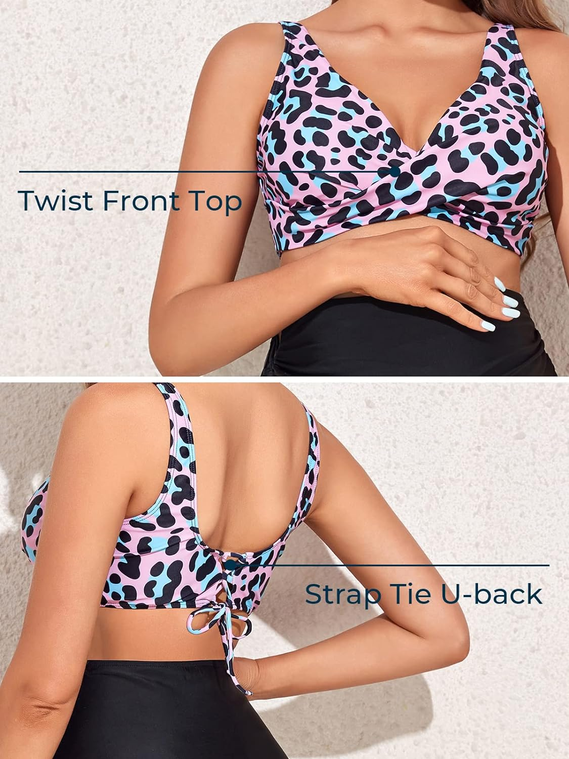 Summer Mae Maternity Bikini Swimsuit Wrap Front Lace up Two Piece Bathing Suit Pregnancy Swimwear image number 4