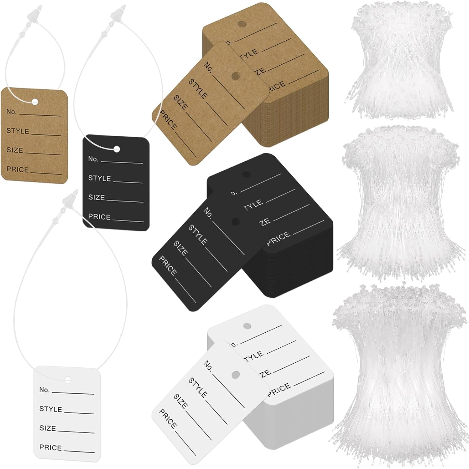 Swpeet 2100Pcs 3" 5" 7" Clear Plastic Fastener Hang Tag Snap Lock and 1.4" &times;2" Printable Clothing Price Tags Card Kit, Pin Security Loop Price Tag Pins Price Tag Accessory for Retail Store Clothing image number 4