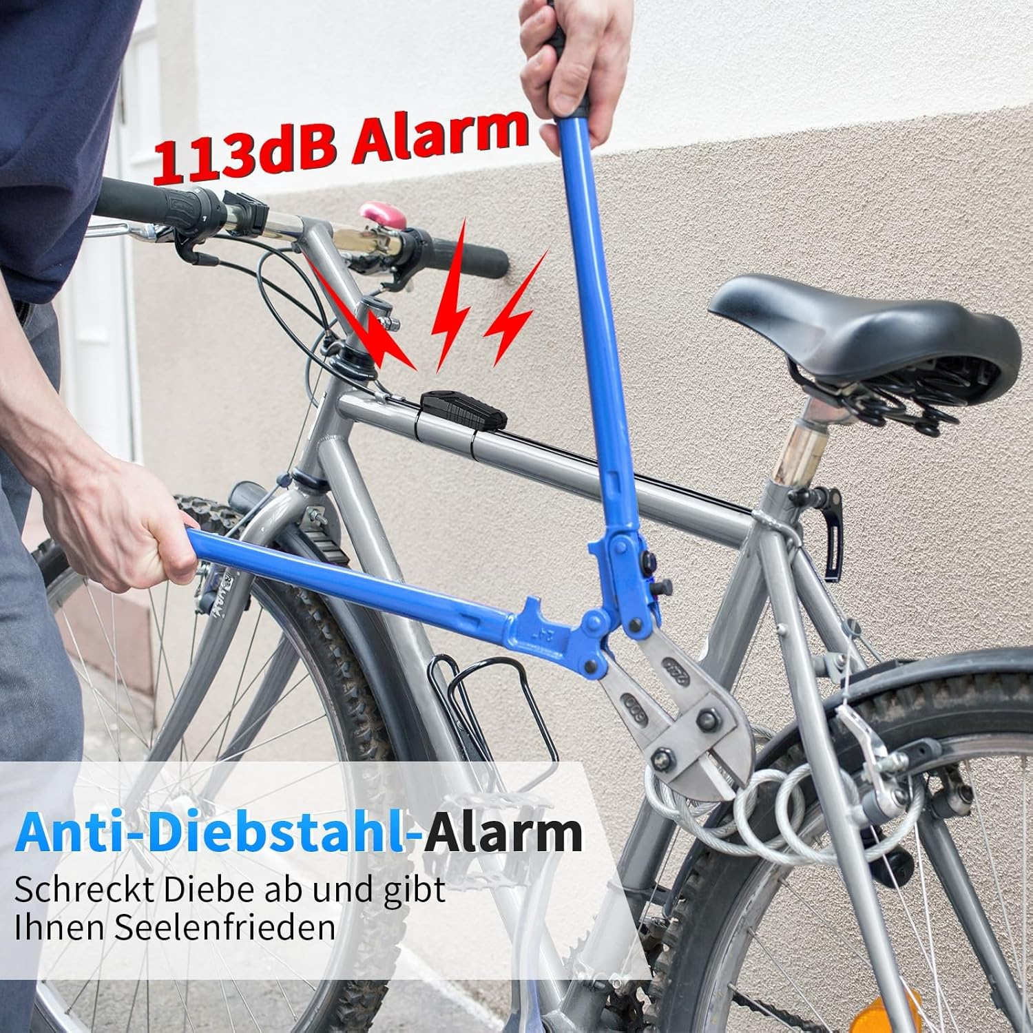 ZEXMTE Bicycle Alarm System, 113Db Loud Wireless Anti-Theft Bicycle Motorcycle Alarm System Car Waterproof Bicycle Alarm System with Remote Control, Black, 2 Pack image number 1