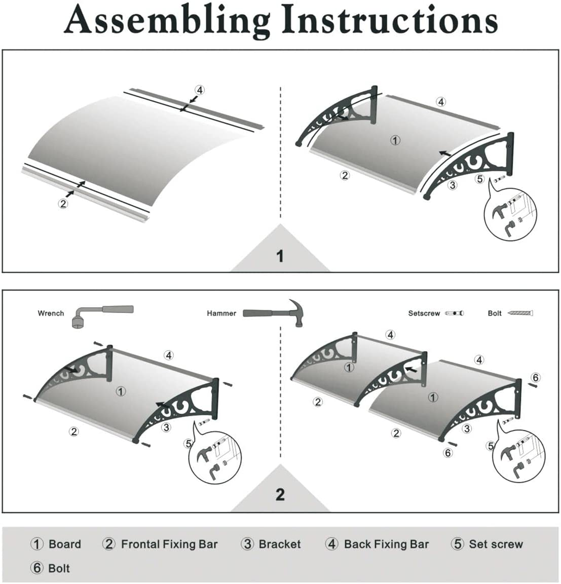 New 2M DIY Window Door Awning House Canopy Patio UV Rain Cover Sun Shade - Brown - Brown-1X2 image number 5