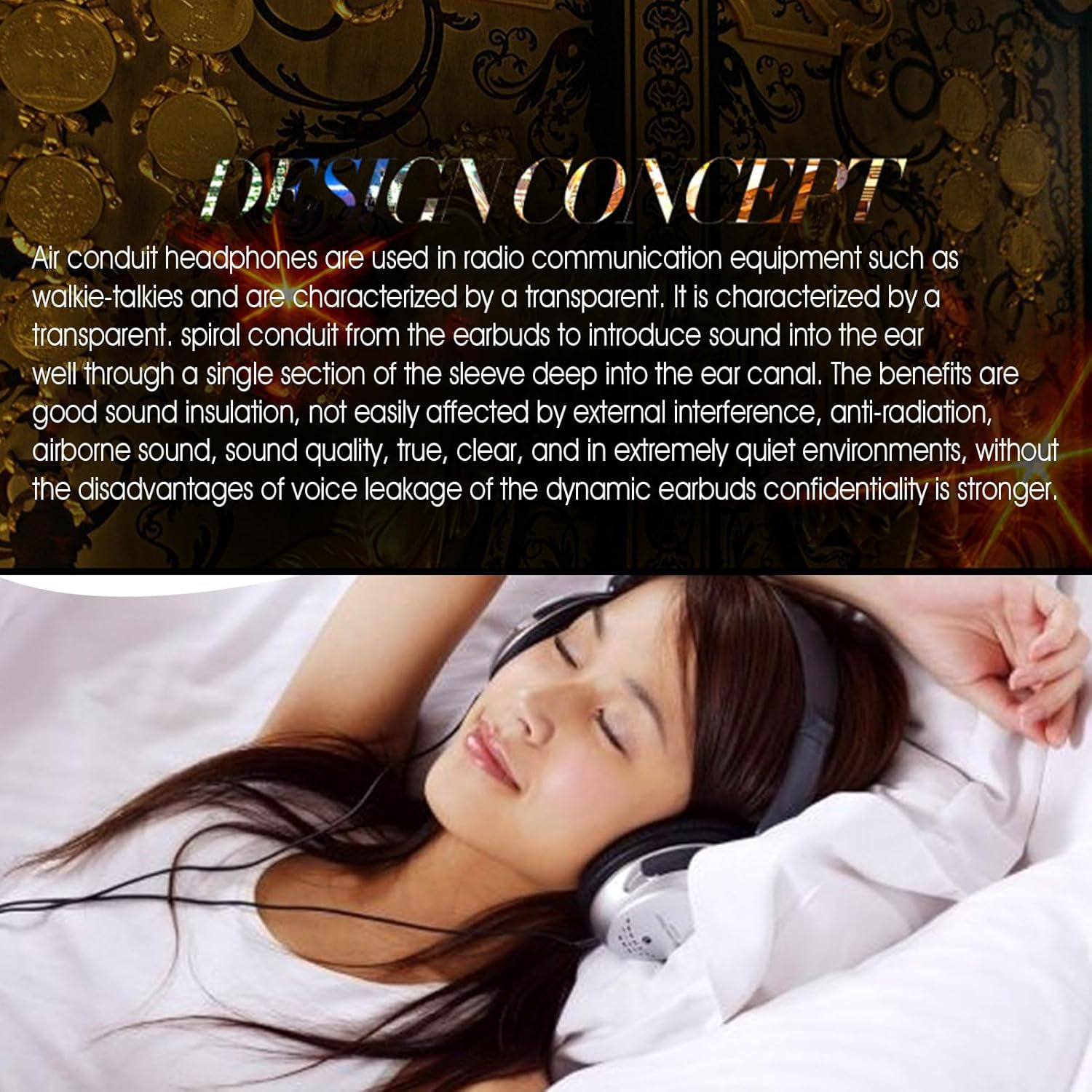 Microphone Covert Acoustic Tube,Covert Transparent Headset Acoustic Tube | Versatile Microphone Headphones Accessories Earbuds Audio Parts for Family Teen Friends Enthusiasts image number 1