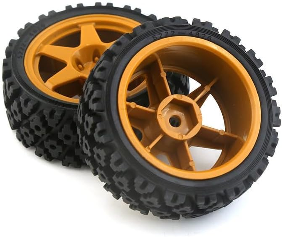 Levigo RC Buggy Rubber Mud Rally Tires Wheel Compatible with Tamiya 1/10 TT01/TT02/XV-01 /HPI RS4 RC Upgrade Spoke Black Tyres image number 1