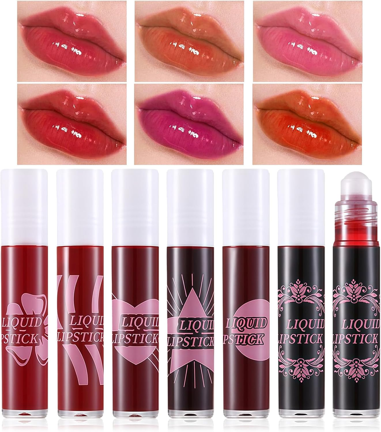 DAGEDA 6 Colors Lip Tint Stain Set, Moisturizing & Lightweight Roll-On Lip Stain, Vibrant Color Lip Tint, Water-Proof, Transfer-Proof, Non-Sticky，High Pigmented Lip Tints for Women image number 5