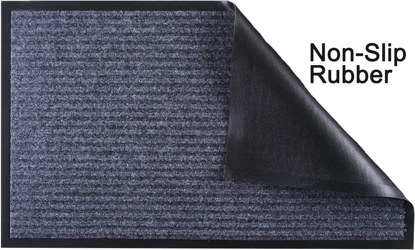 Mcomco Outdoor Indoor Entrance Doormat, Grey Floor Mats with Shoe Scraper and Rubber Backing, All Weather Door Mats for High Traffic Areas, Durable and Easy to Clean (60Cm*90Cm) image number 2