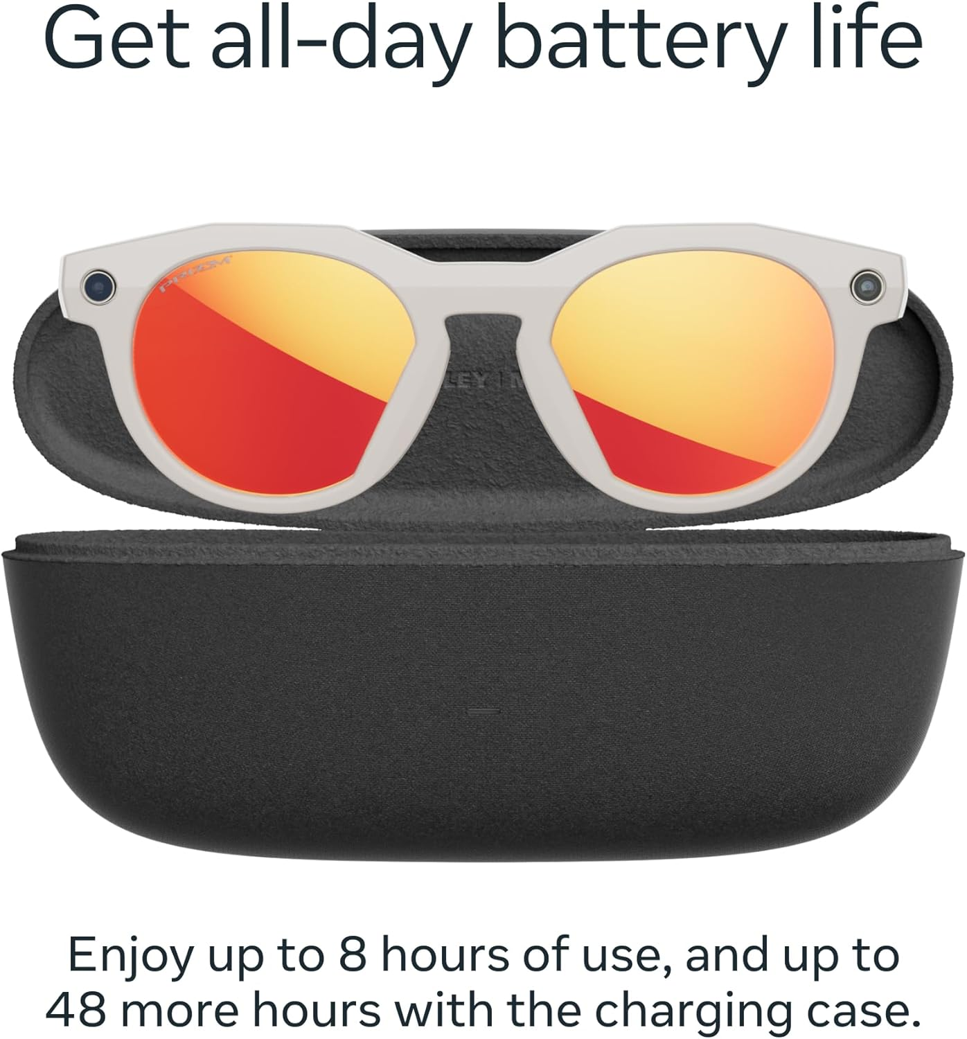 Oakley | Meta HSTN - with Meta AI, Audio, Photo, Video Compatibility - Warm Grey, Prizm Ruby - Black/Clear image number 5