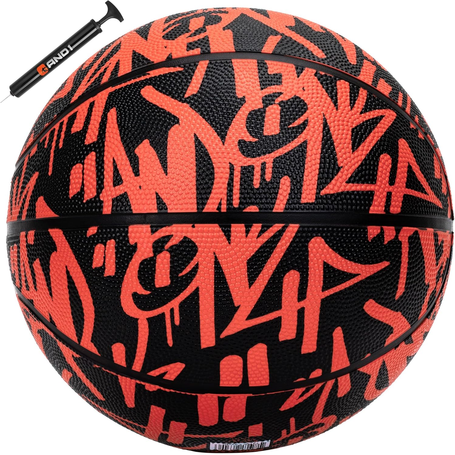 AND1 Street Ink 28.5 Basketball - Intermediate Rubber Streetball for Indoor/Outdoor Play, Includes Pump, Official Women'S High School, College, Size 6, for Girls & Women 12+
