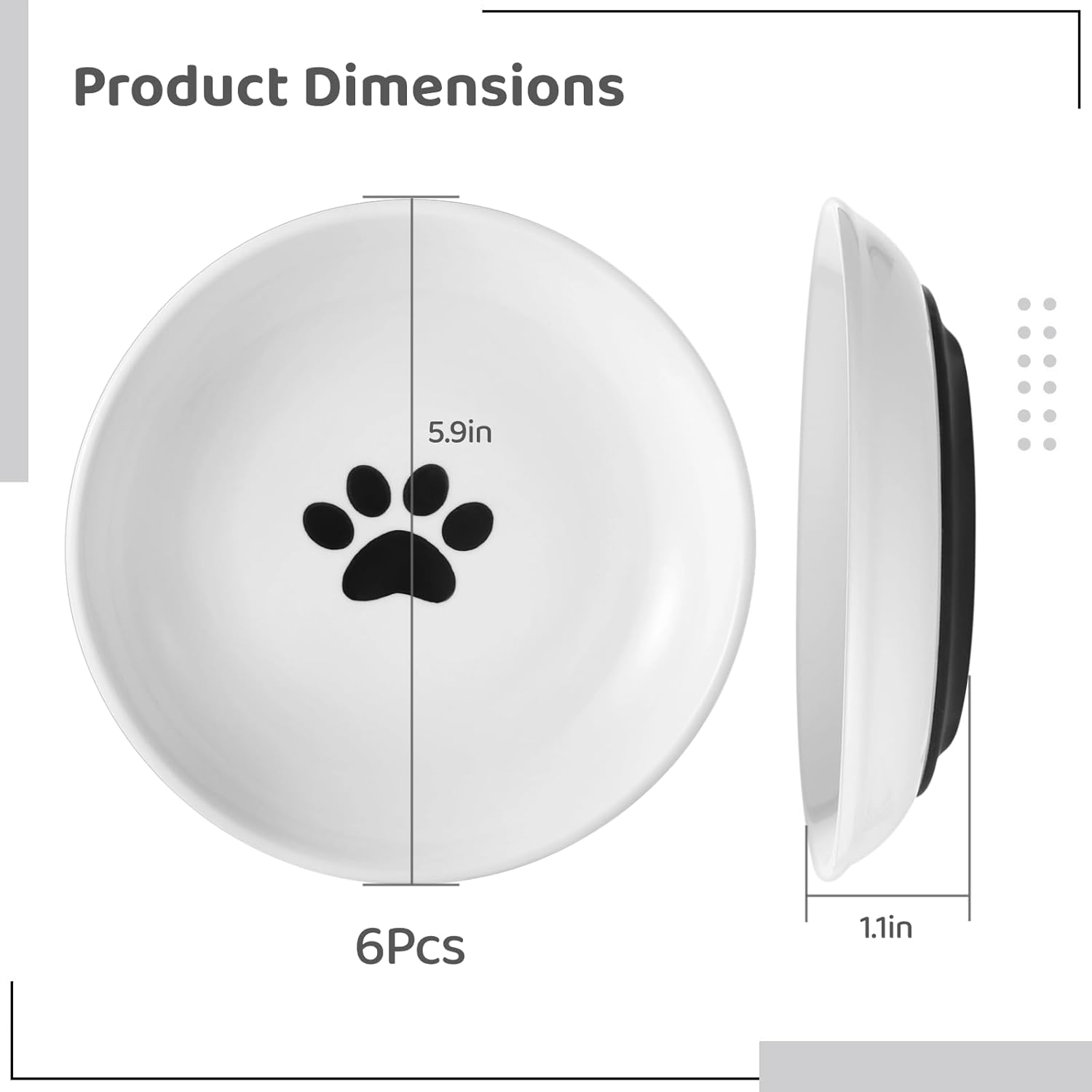 Dorakitten Ceramic Cat Food Plates for Wet Food, Wide Bowls to Stress Relief of Whisker Fatigue Cat Dishes, Shallow Bowls for Kittens2