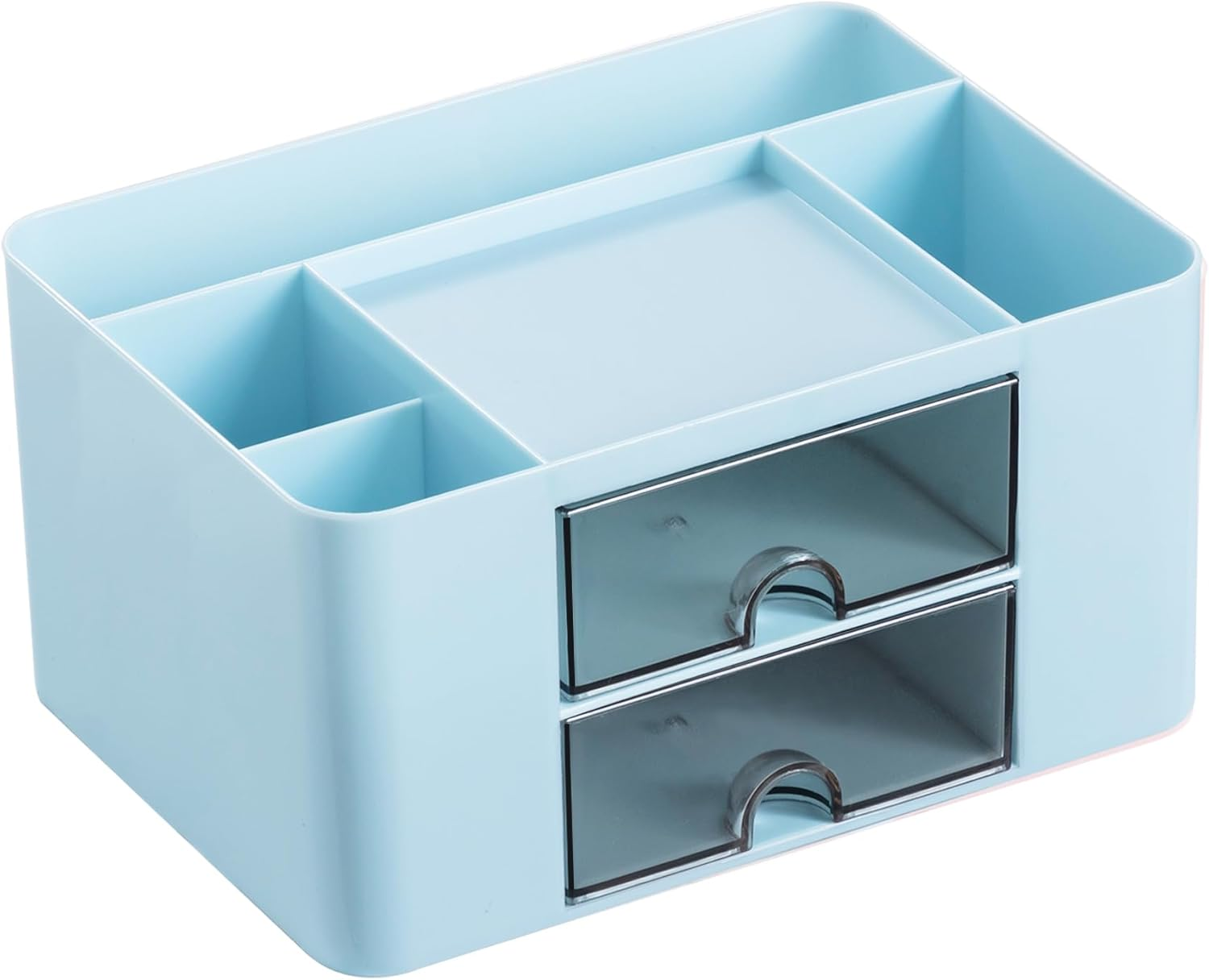 3-Piece Desk Organizer with 2 Drawers, Office Supplies Organizer, Cute Desk Accessories with Plastic, Pen Holder, Blue image number 6