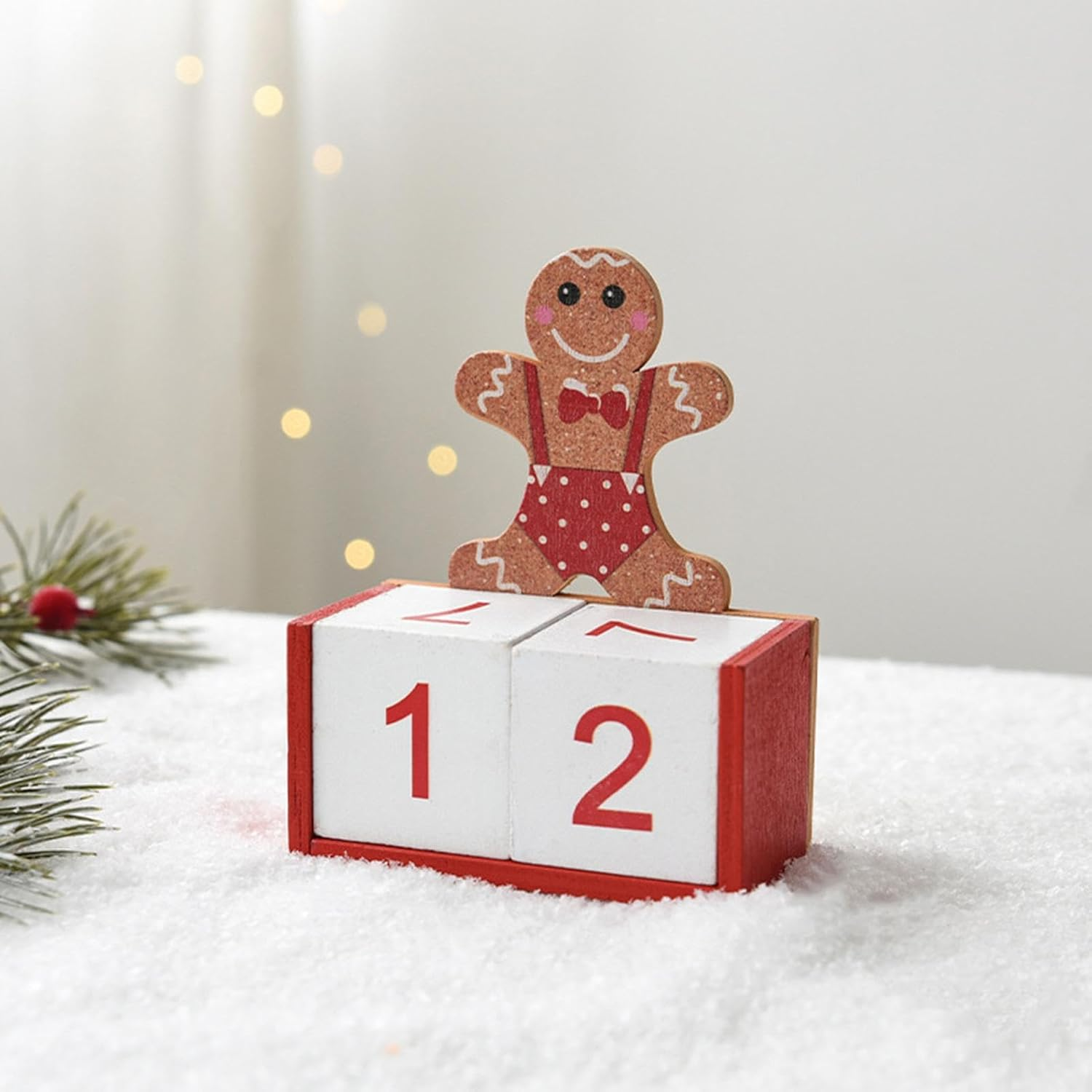 Gingerbread Man Countdown Calendar Decoration, Christmas Advent Calendar 2024 Wooden | Gingerbread Christmas Countdown - Gingerbread Man Decoration Calendar for Home, Table Calendar image number 1