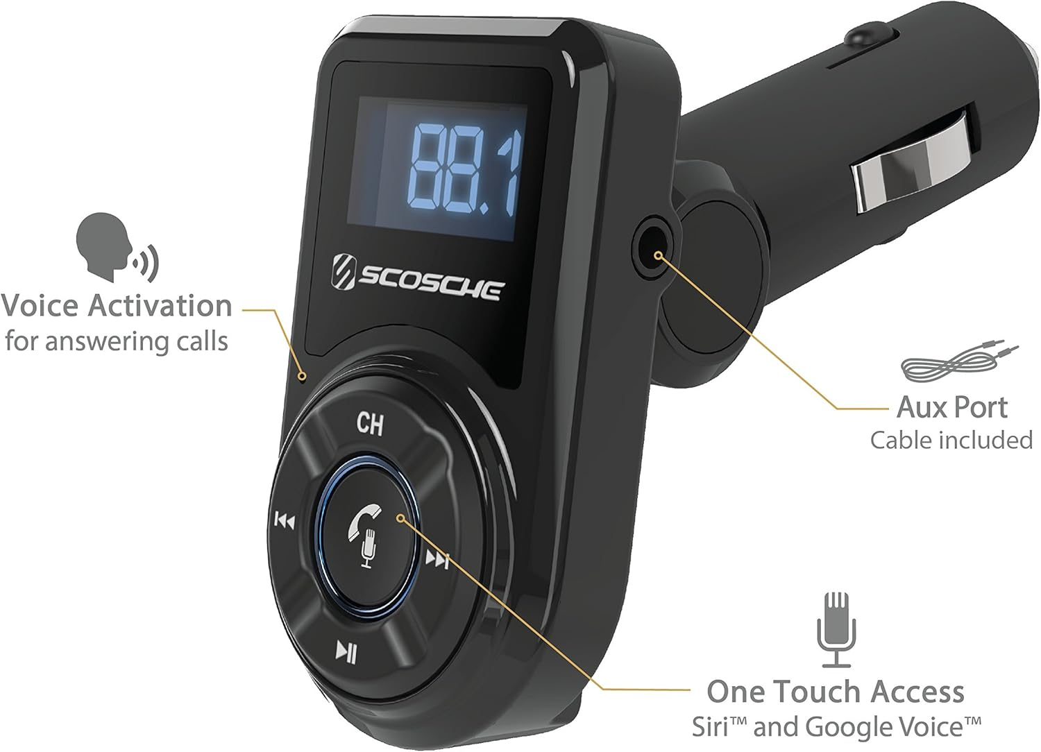 Scosche BTFM3 BTFREQ Universal Bluetooth Hands-Free Car Kit with Digital FM Transmitter and 10-Watt USB Car Charger - Black XL image number 6