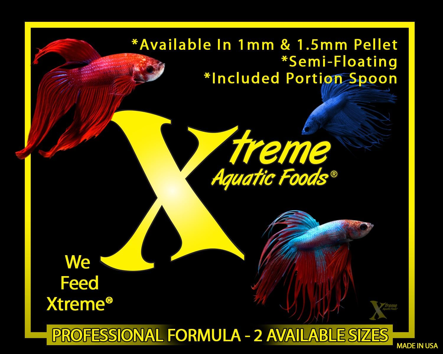 Xtreme Aquatic Foods Betta 1Mm Semi-Floating Pellets Fish Food for All Bettas and Siamese Fighting Fish 71 Grams (2.5Oz)