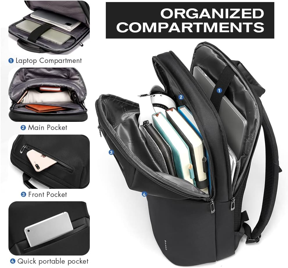 BANGE Slim Lightweight Business Backpack,Smart Work Backpack for Men and Women - Blue image number 6