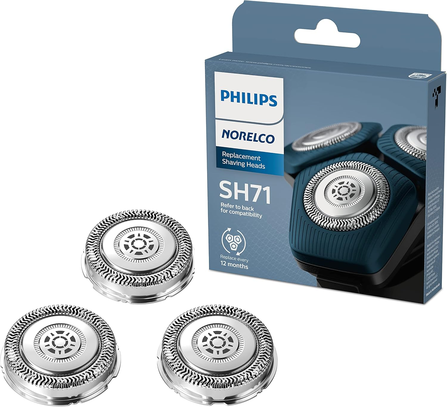 Philips Norelco Genuine SH71/52 Shaving Heads Compatible with Norelco Shaver Series 5000 Angular and 7000, Latest Version for Refreshed RQ12/70, RQ12/60, SH60/70, and SH70/70 image number 2