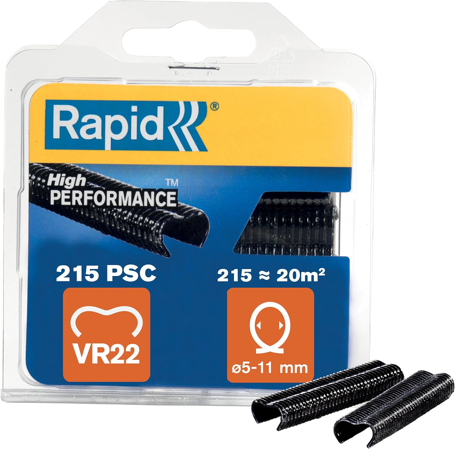 Rapid VR22 Galvanized Fence Hogrings with Green PET Coating, Suitable for 5-11 Mm Netting Wire, Ideal for Securing Cages and Fencing, 215 Pieces, Blister (40108802)