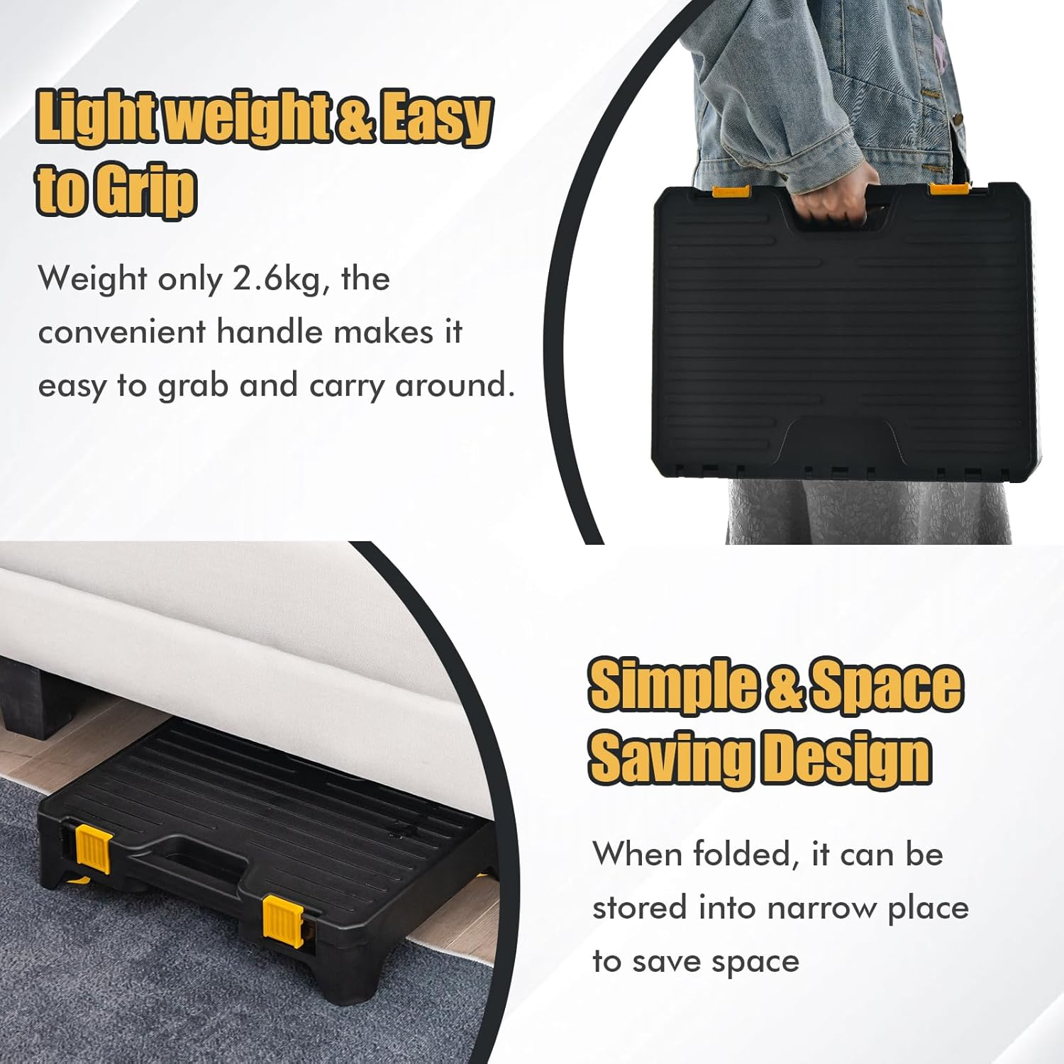 Costway One Step Stool Tool Box, Folding Step Ladder with Wide Pedal, Non-Slip Feet, 150Kg Capacity, 12 Category Storage Box, Portable Foot Stool for Kitchen, Bedroom, Office, Library, Workplace image number 2