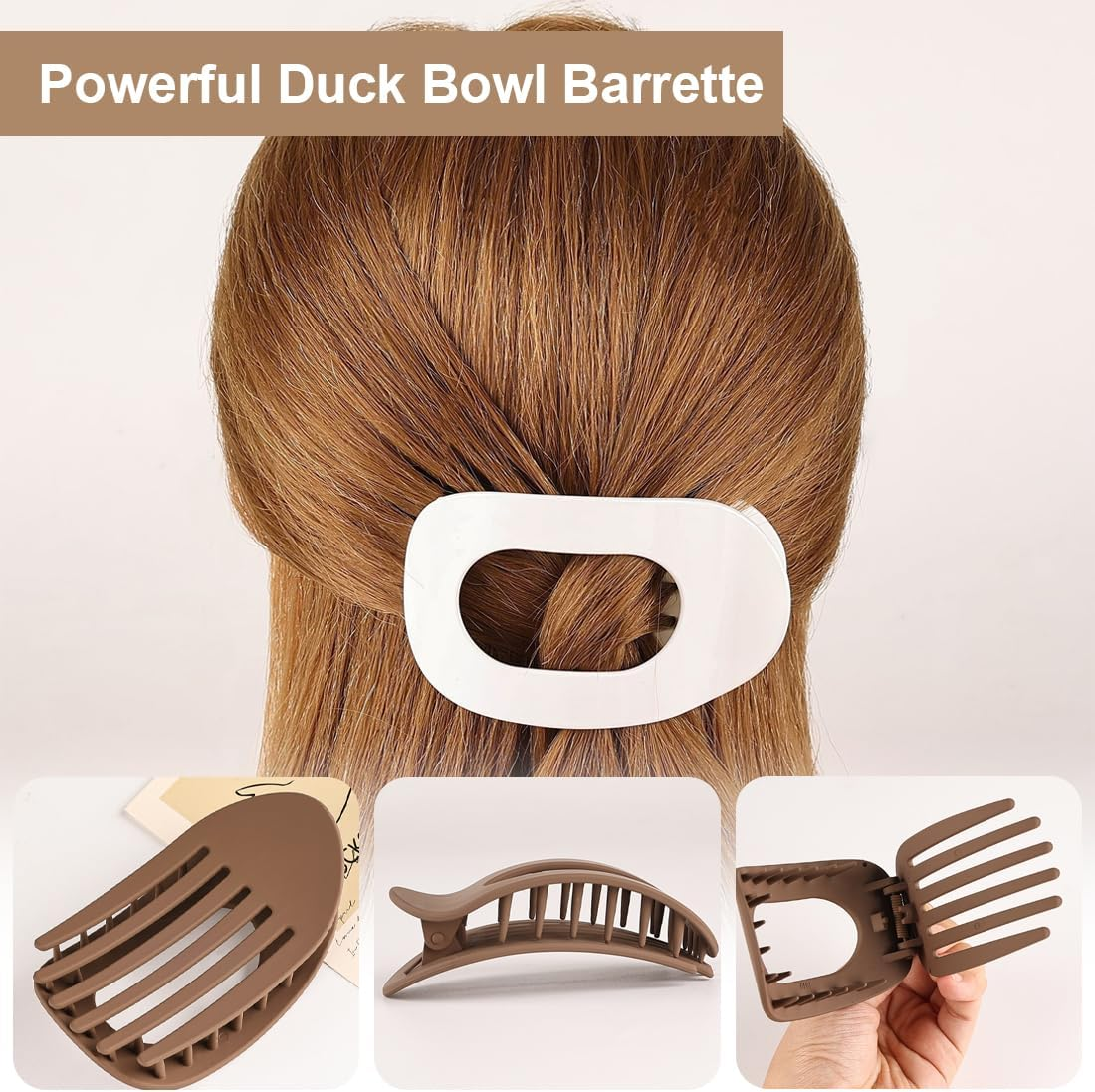 Pack of 6 Flat Claw Clips, Flat Hair Clips, French Hair Clips, Women'S Flat Secure Hold Inner Teeth Hair Claws, Strong Hold Side Hair Clips image number 5