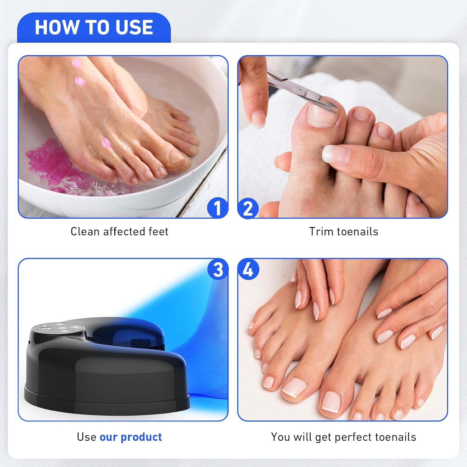 Ikeener Rechargeable Nail Fungus Laser Treatment Device, Portable 470Nm & 910Nm Fungal Nail Led Light Device for Nail Fungus Cleaning, Home Use image number 4