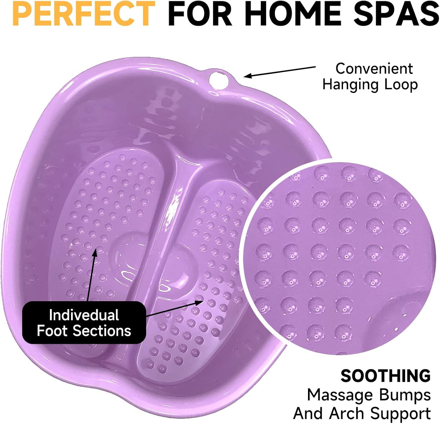 2 Pcs Foot Soaking Bath Basin - Large Foot Soaking Tub Foot Bath Spa Wash Basin Foot Bucket Foot Soaking Tub Feet at Home (Purple/Black) image number 3