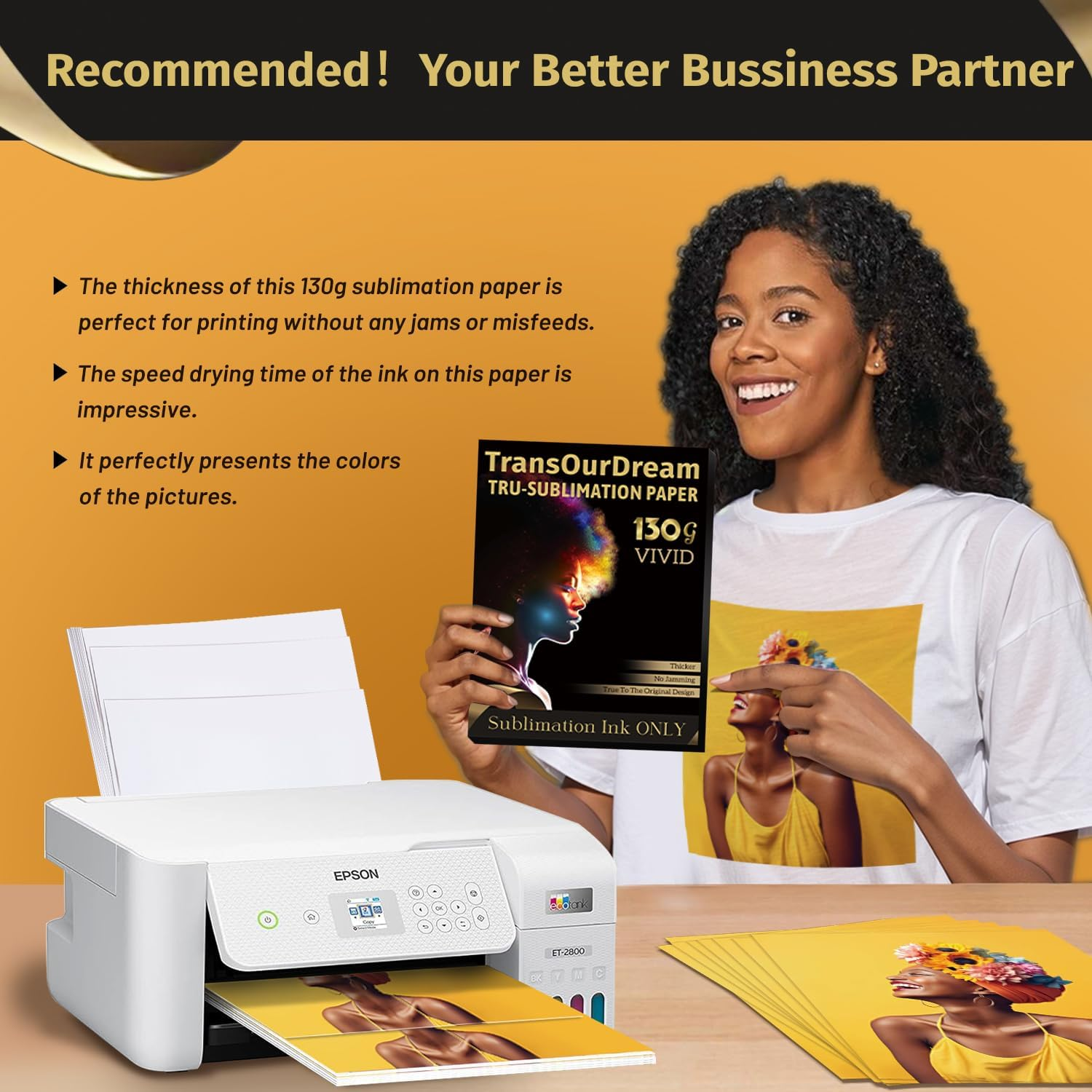 Transourdream 130G Tru-Sublimation Paper 8.5X11 100 Sheets, Work with Inkjet Printers, Sublimation Heat Transfer Paper for T Shirts Mugs and Sublimation Blanks, Only Compatible with Sublimation Ink image number 5