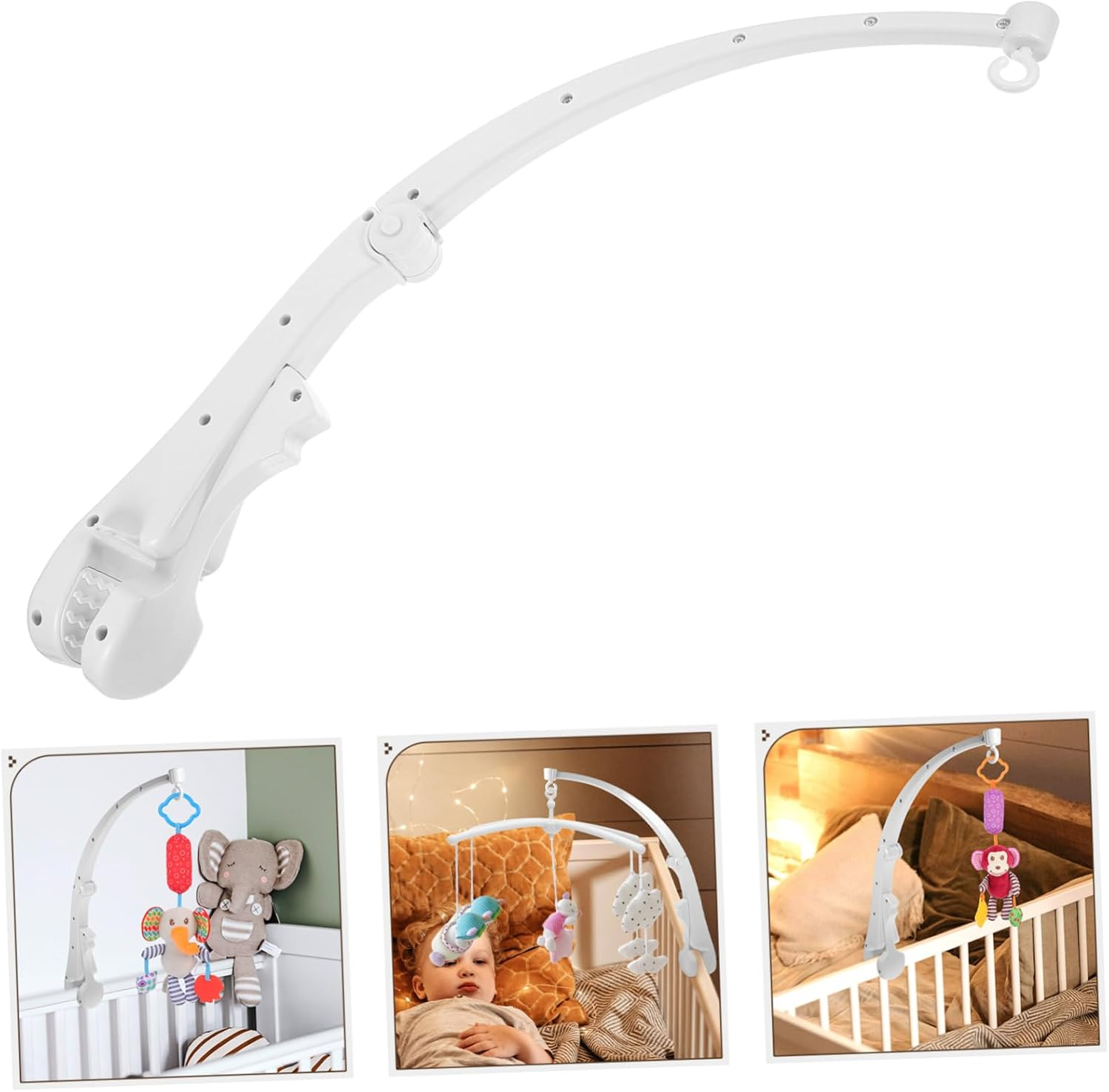 Yardwe Crib Mobile Holder Crib Mobile Hanger Arm Rotatable Wood Grain Nursery Bed Bell Stand DIY Decoration image number 1