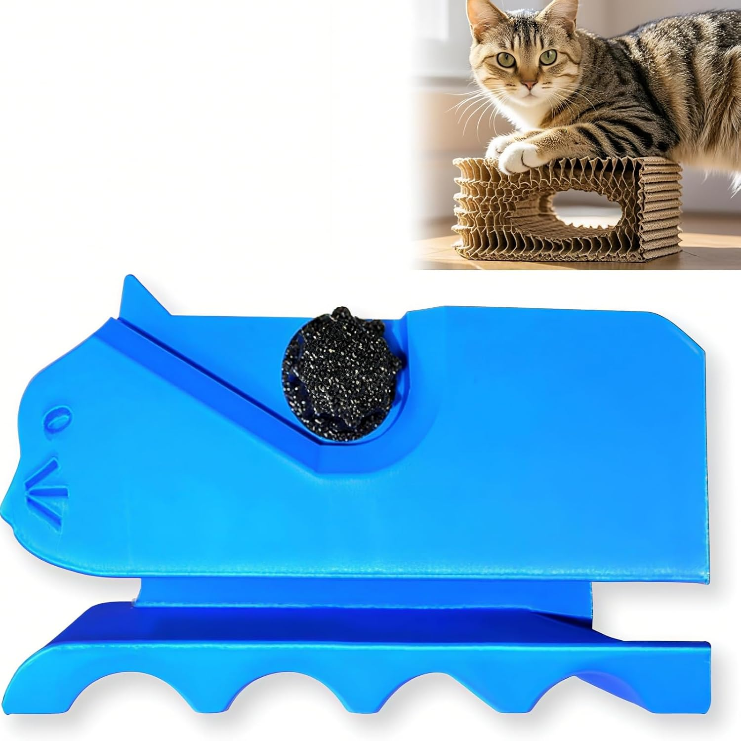 Handheld Cardboard Cutter for Cat Scratchers | 3D Printed Kitten Shaped Cutting Tool | Eco-Friendly DIY Cardboard Strip Cutter Machine | Portable & Durable for Cat Lovers (Blue) image number 3