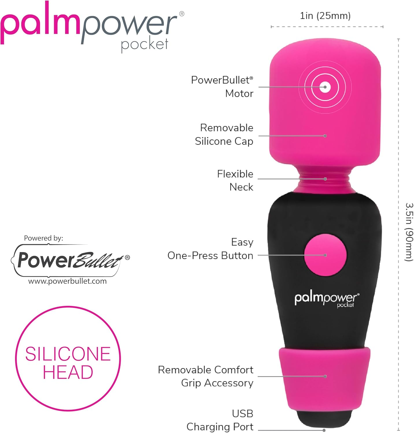 Palmpower Massage Wand Pocket, Pink image number 1