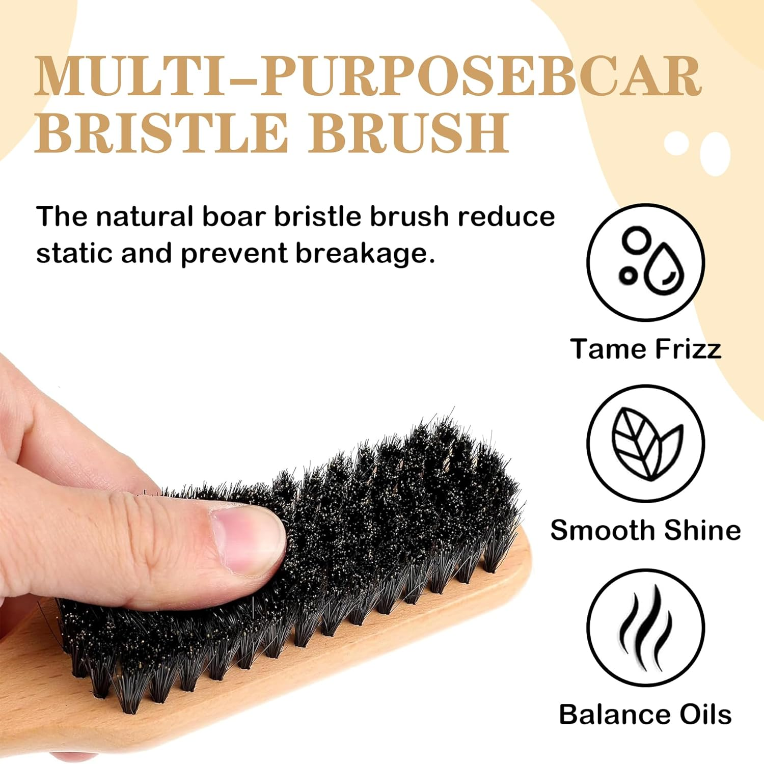 2-Pack Slick Back Boar Bristle Hair Brush, Anti-Static Wooden Handle Styling Brush for Men & Women, Slick Brushes for Hair & Beard Care (Large for Household & Small for Travel) image number 4