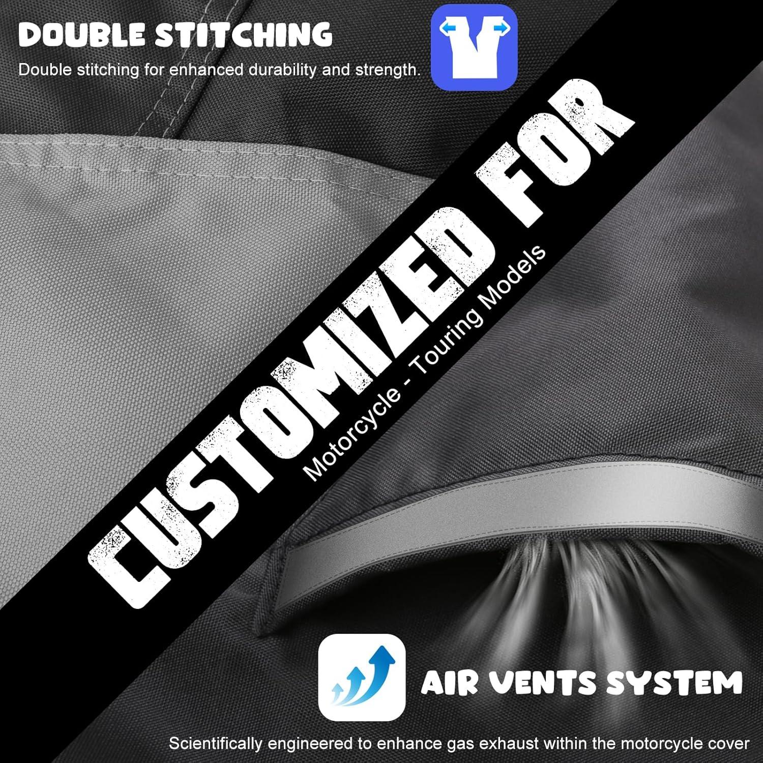 LIBZAKI Motorcycle Cover 96" XXL Vehicle Cover/Gray image number 4