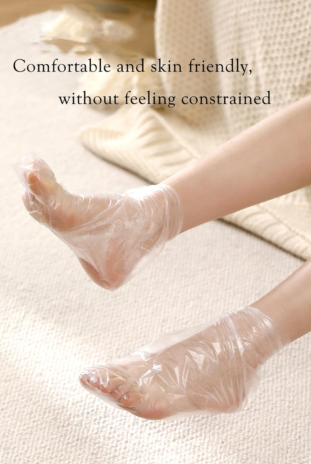 Zittop 100Pcs Plastic Foot Covers 2024 Upgrade Disposable Socks, Paraffin Bath Foot Moisturizer Socks, Prevent Dry and Cracked Feet and Moisturize Feet (100P Transparent) image number 3