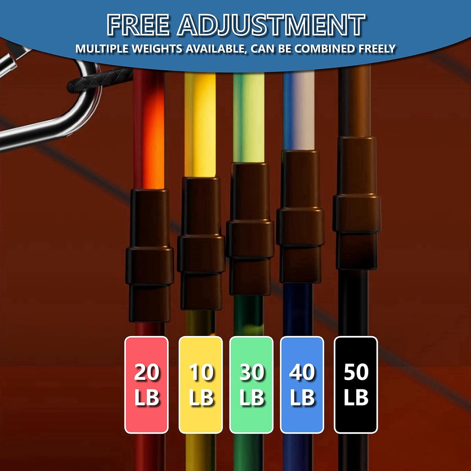 Clearnest Unbreakable Resistance Bands Set 14 Pieces 10-200LBS TPE - Home Workouts Travel Fitness Office Exercise Professional Strength Training for Men Women with Handles image number 4