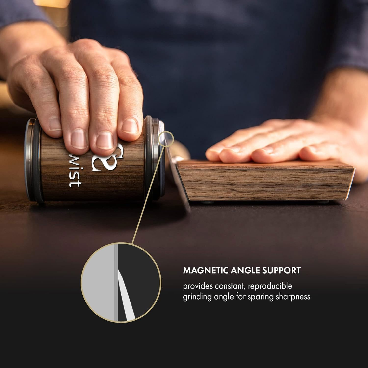 Rolling Knife Sharpener for Industrial Diamonds a Set of Knife Sharpener Tool for Grinding and Polishing Blades Simple Home Knife Sharpener Support 15&deg; and 20&deg; Magnetic Inclination(Black) image number 3