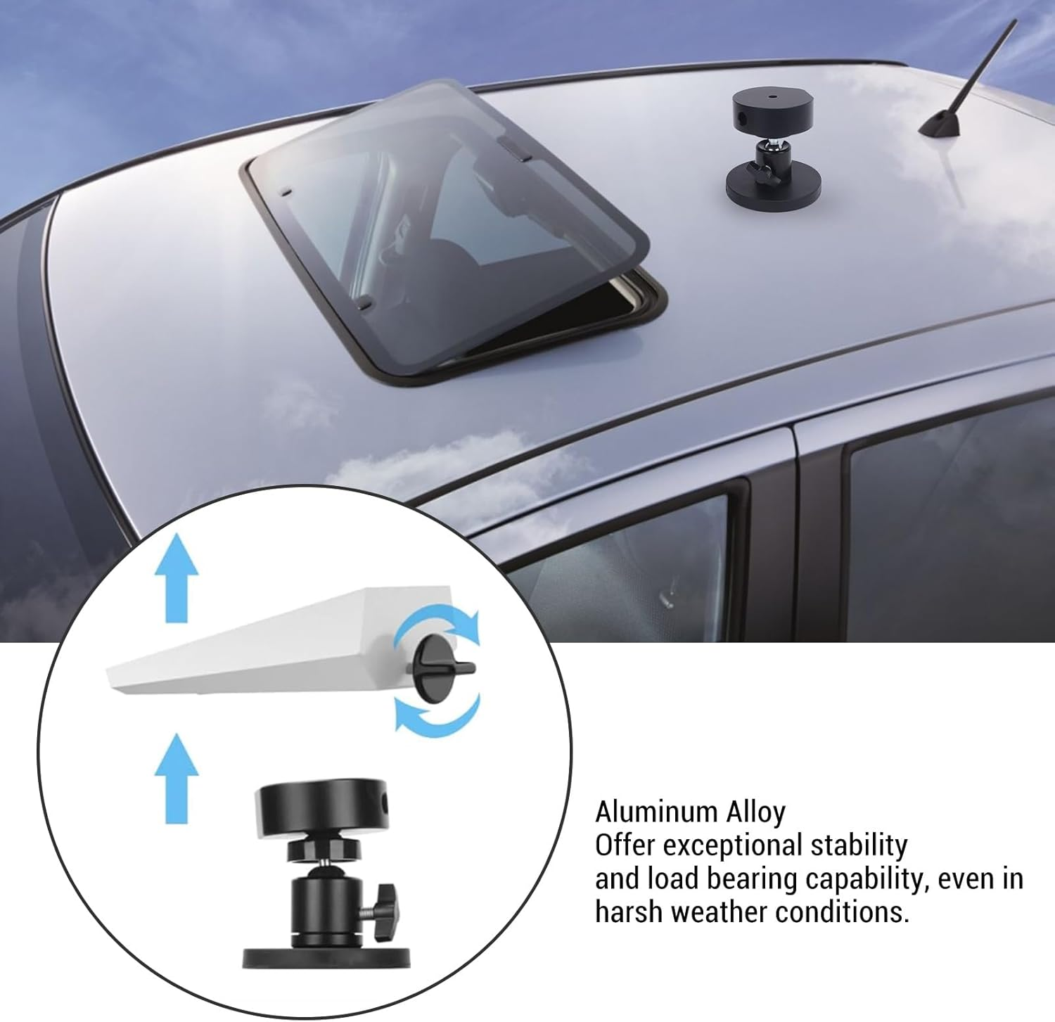 Mini Magnetic Mount, Mini Quick Release Mount, Adjustable Angle Car Roof Mount for Mini, 30KG Strong Suction Magnetic Mounting Bracket for RV Boat Roof image number 1