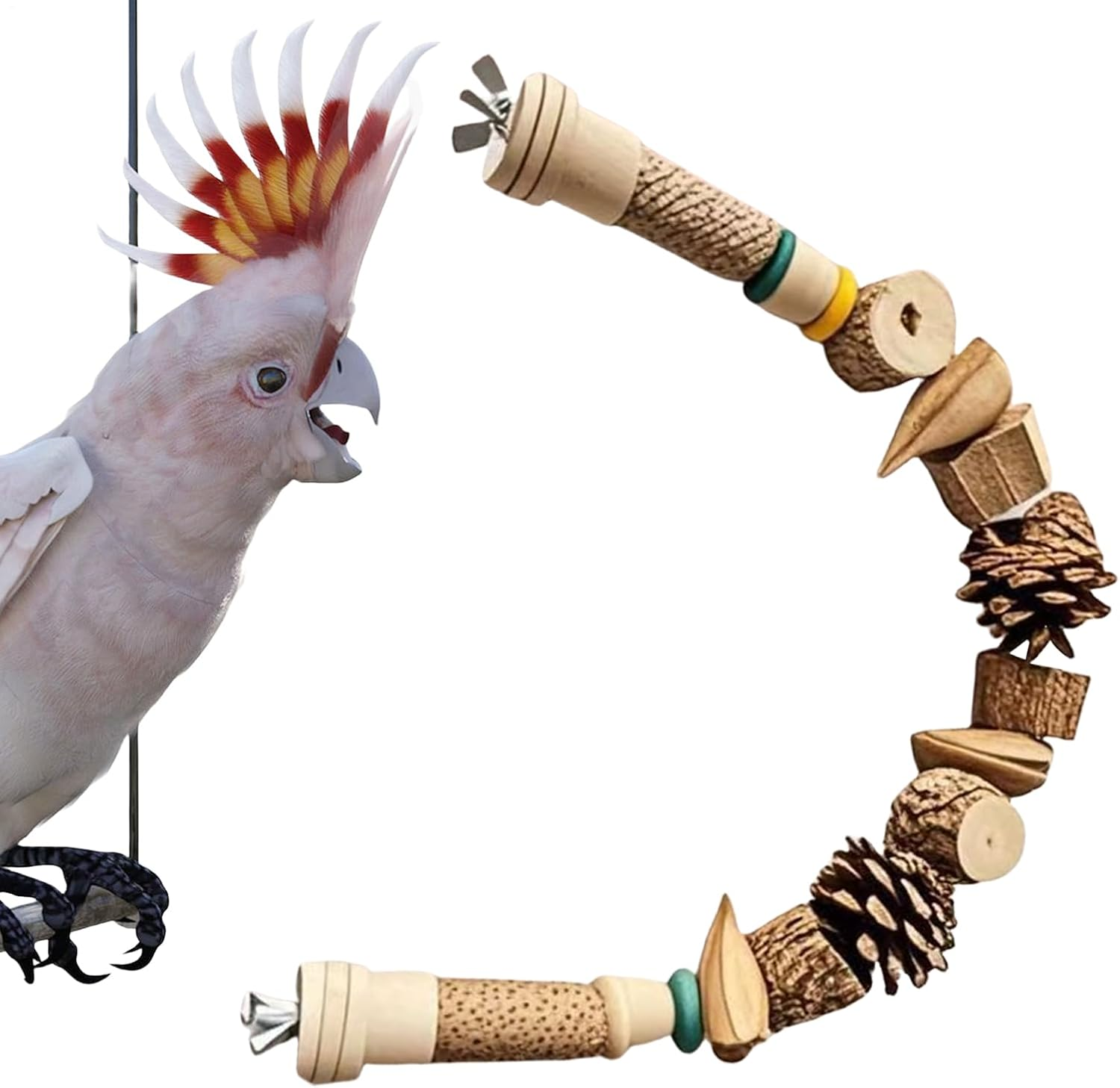 Bird Toys for Parrots, Bird Cage Toys Chewing Games, Wooden Pine Cone String, Natural Landscape Decor for Conure, Cockatiel, Macaws, Finches, Cockatoos