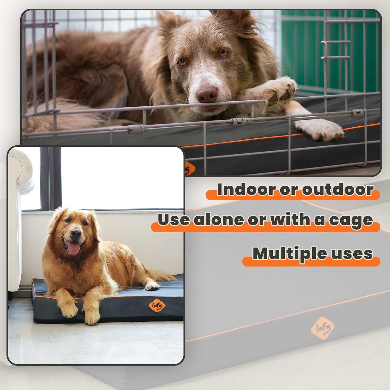 Laifug Outdoor Waterproof Dog Bed for Small, Medium and Large Dogs - Dog Bed Washable, Jacket Fabric, Egg Orthopedic Foam Pet Dog Bed with Removable Durable Cover and Non-Slip Bottom image number 6