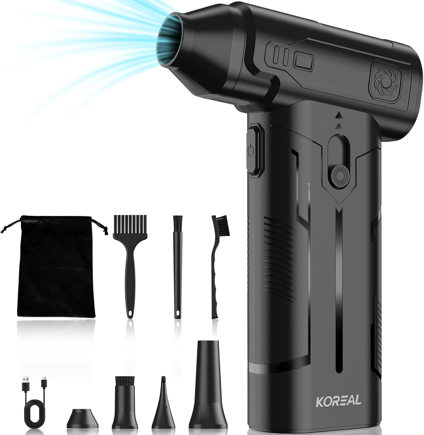 Compressed Air Duster, Koreal 130000RPM Multi-Gear Adjustable Electric Air Duster, Replaces Compressed Air Cans, Rechargeable Cordless Air Blower for Home Outdoor Computer Keyboard Car image number 4