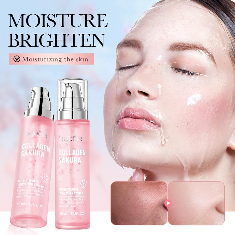 Sakura Collagen Brightening Moisture Toner, 100Ml, Hydrating, Moisturising, Soothing