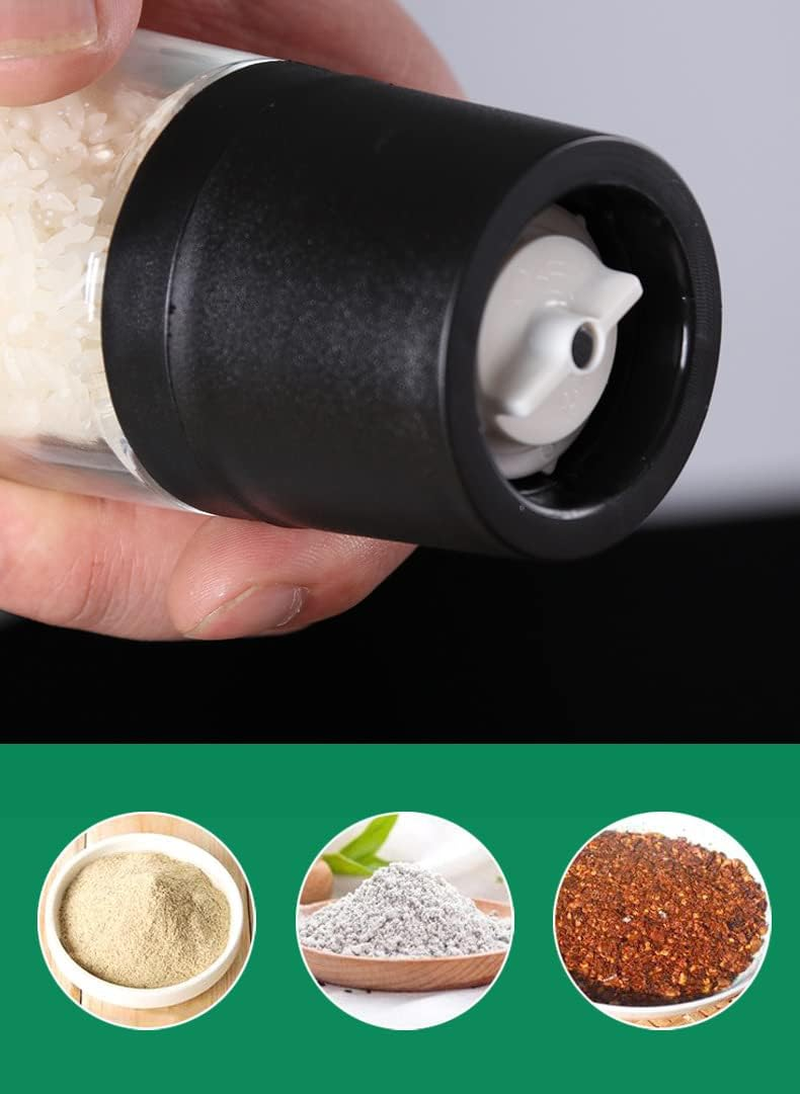 2 PCS Salt and Pepper Shakers Grinders Adjustable Coarseness Mills Glass Material to Refill Sea Salt,Black Pepper,Kitchen,Barbecue,Party