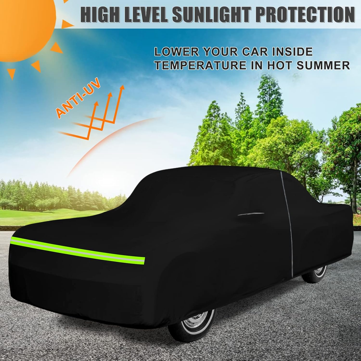 SAPUBK Waterproof Car Cover Compatible with Chevrolet Bel Air / 150/210 1950-1957 Sedan/Coupe/Hardtop 210T All Weather Classic Car Covers with Zipper Door for Snow Rain Protection, Black - 1961-1968 Continental image number 5