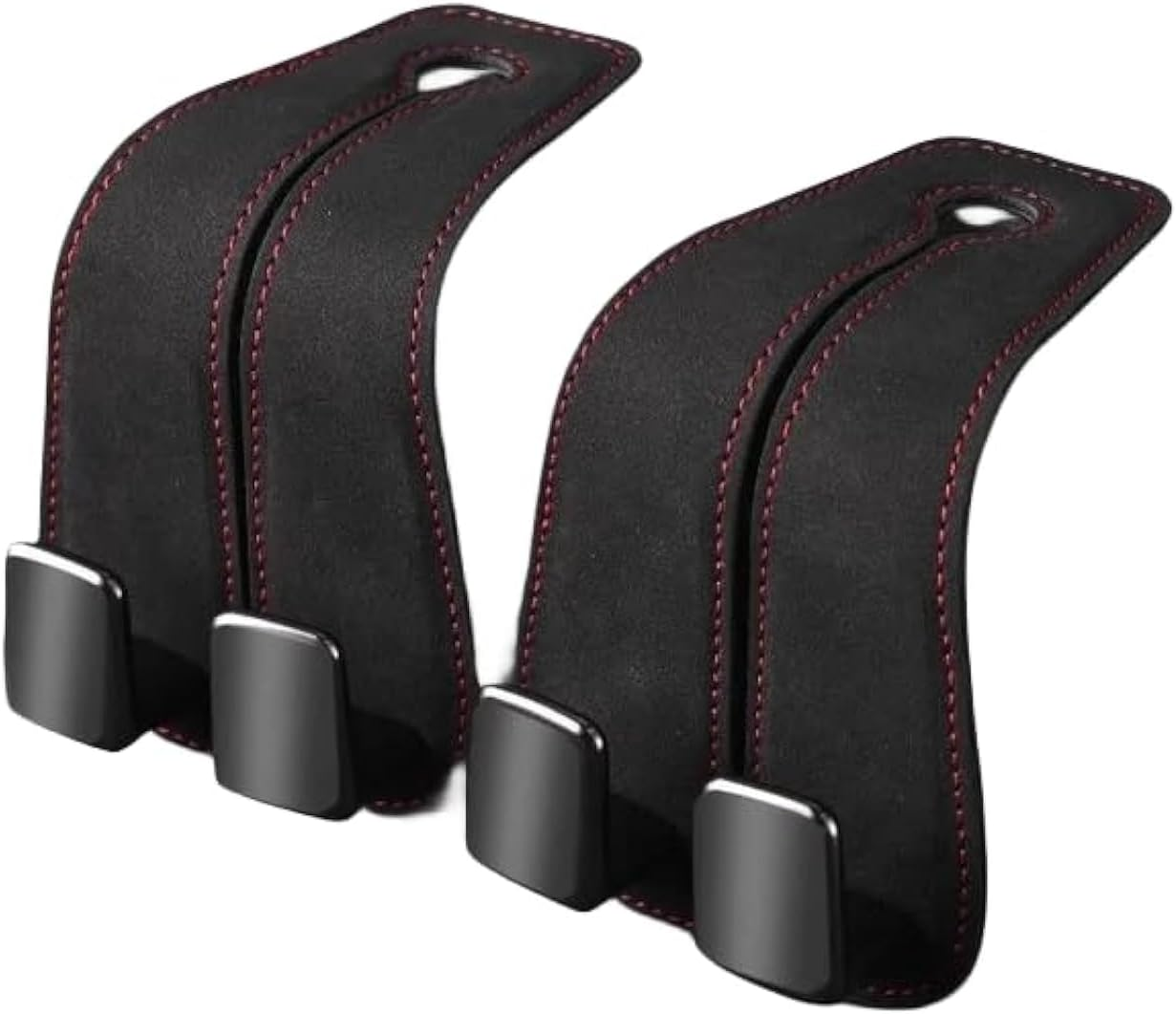 Car Seat Back Double Hook - Suede Hook, Upgraded 2 in 1 Purse Hook, Universal Hidden Multifunctional Headrest Hooks for Car, Home (Brown, 2Pcs)