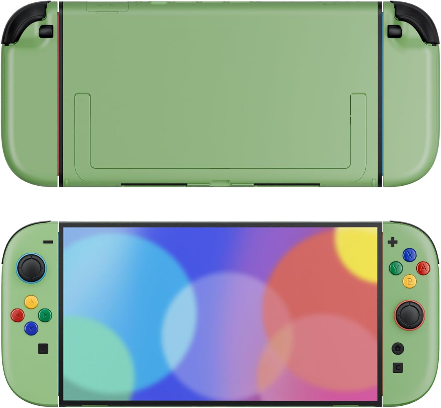Extremerate DIY Replacement Shell Buttons for Nintendo Switch 2, Custom Console Rear Back Plate + Faceplate with Decorative Strips ABXY Direction Keys for Joycon 2 - Essence Version - Matcha Green