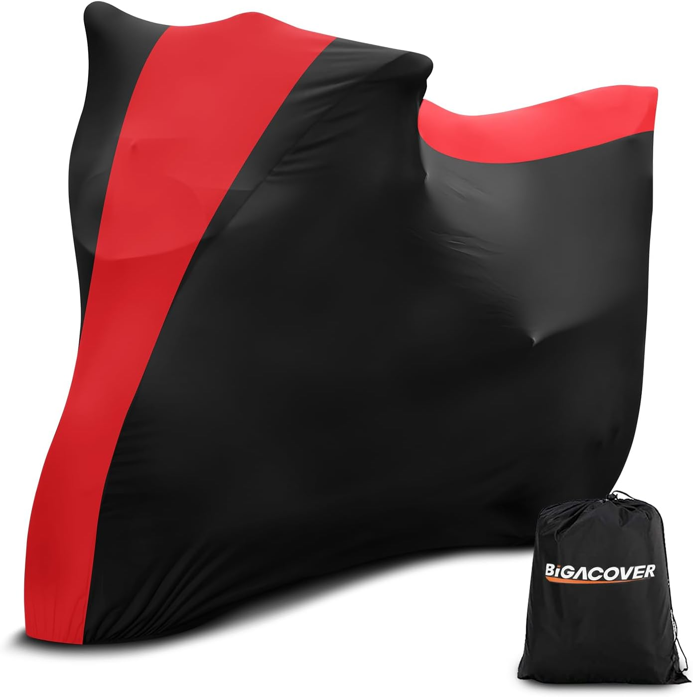 Indoor Motorcycle Cover, Soft Stretch Elastic Dustproof Protection Windproof Cover for Bike, Black and Red Stitching Motorcycle Cover for 96 X 41 X 49 In image number 2