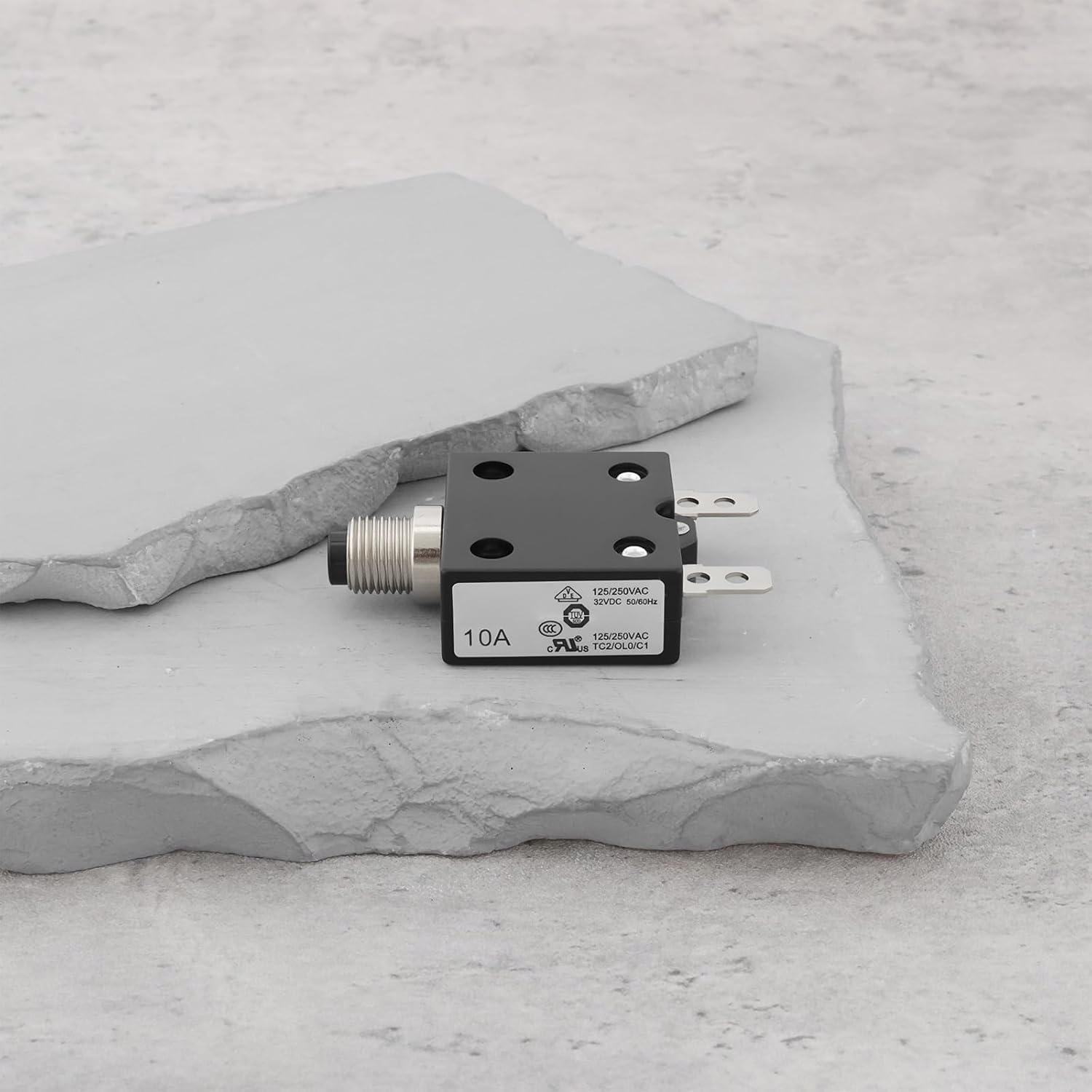 Ecsing 2X Push Button Circuit Breaker with Button Caps Manual Reset Switch, 125-250V AC / 50V DC Overload Protector, 10A image number 6