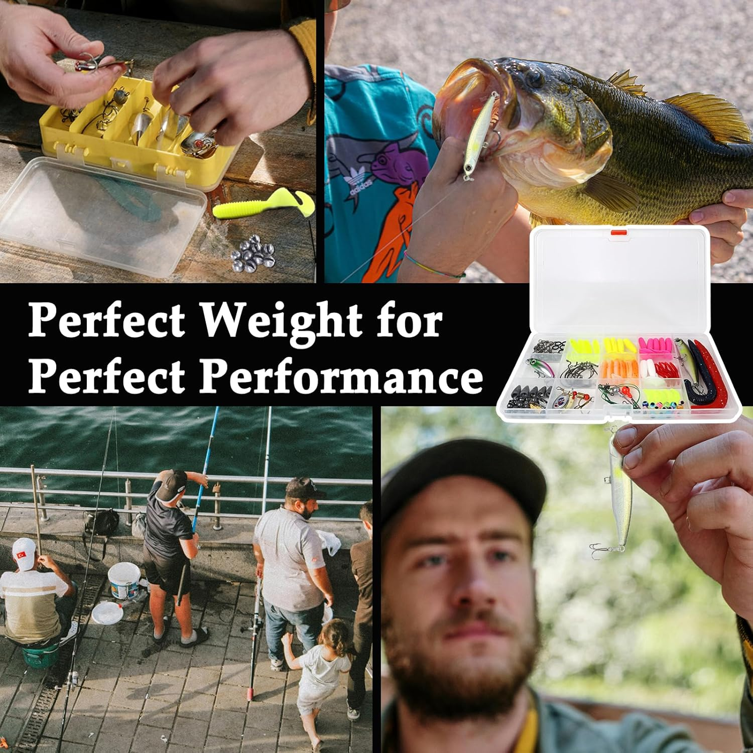 Roseflower 114 PCS Fishing Lure Set, Includes Hard and Soft Bait, Curly Tail Maggot/Double Tail Maggot, Fish Hooks, Minnow, Spinnerbait, Spoon, Freshwater Saltwater Fishing Equipment image number 2