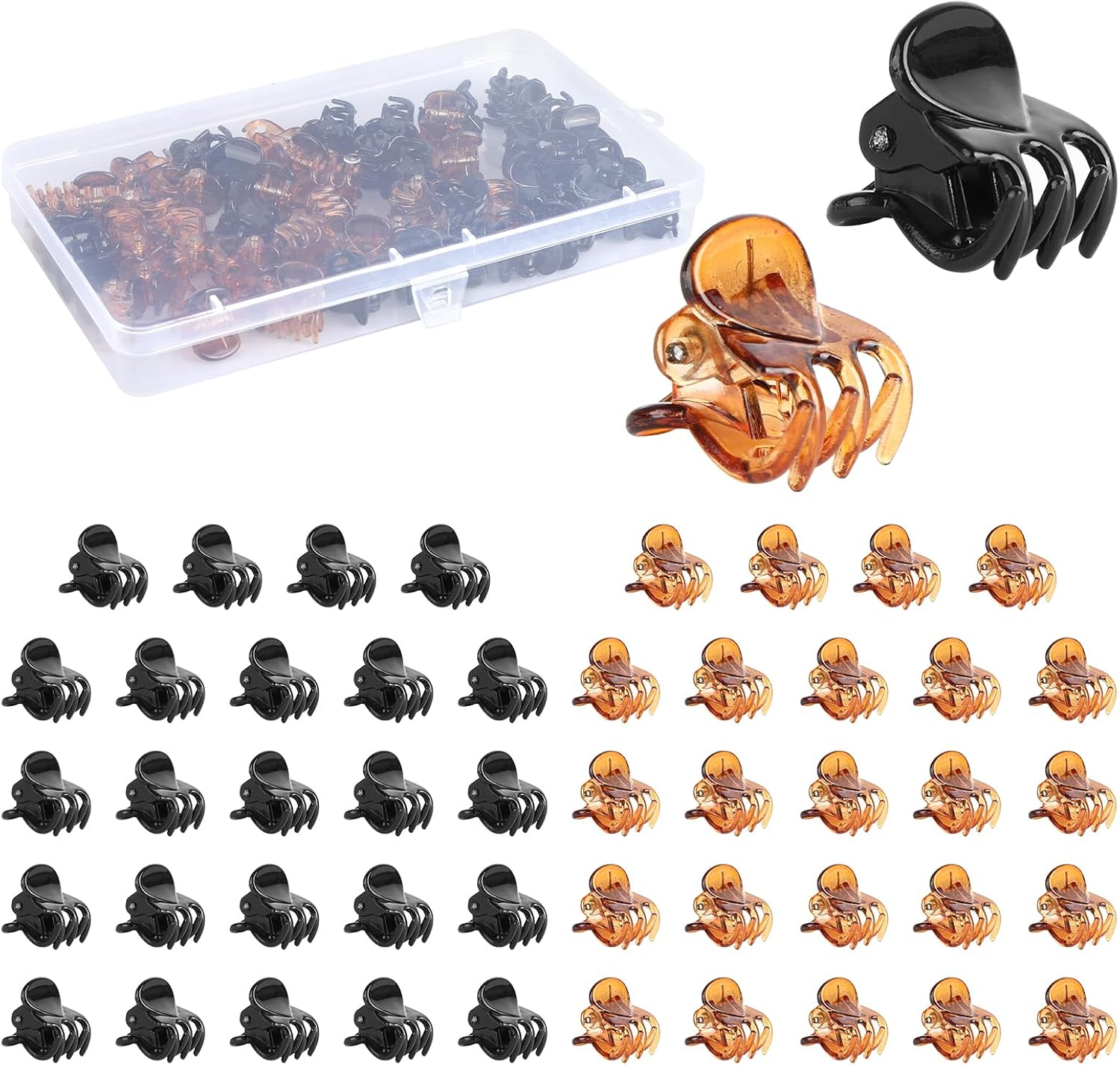 Pack of 50 Small Hair Clips, Mini Non-Slip Hair Clips, Plastic Hair Clips, Hair Clips for Girls Women (Black, Brown) image number 6