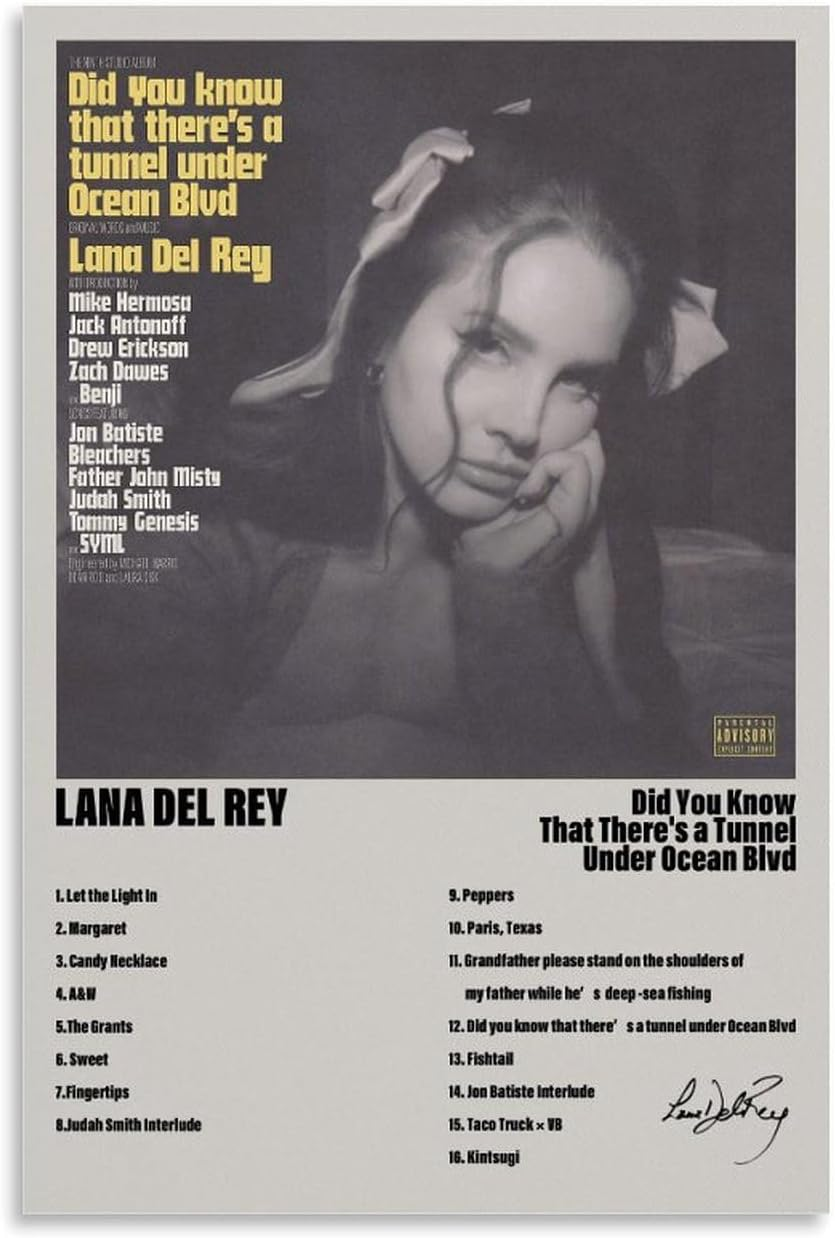 Lana Poster Del Rey Music Album Signed Poster Canvas Painting Wall Art Picture Home Decor Print for Bedroom Living Room Dorm Study Bar Office 12X18Inch(30X45Cm) image number 1