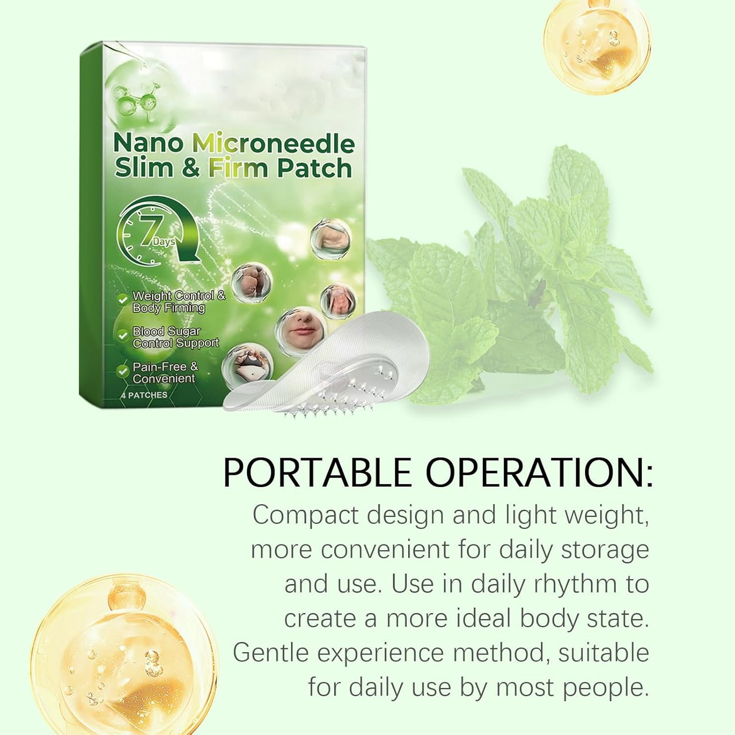 Nano Patch Firming Skin & Body Care, Natural Ingredients, Safe Effective for All Skin Types, Gentle Soothing Massage, Supports Skin Tightening Shaping (4PCS) - 4Pcs image number 2