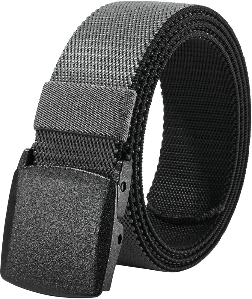 Men'S Elastic Stretch Belts - 2 Colors in 1 Reversible Belt Strap with Plastic Buckle, Adjustable Trim to Fit 27-49" Waist