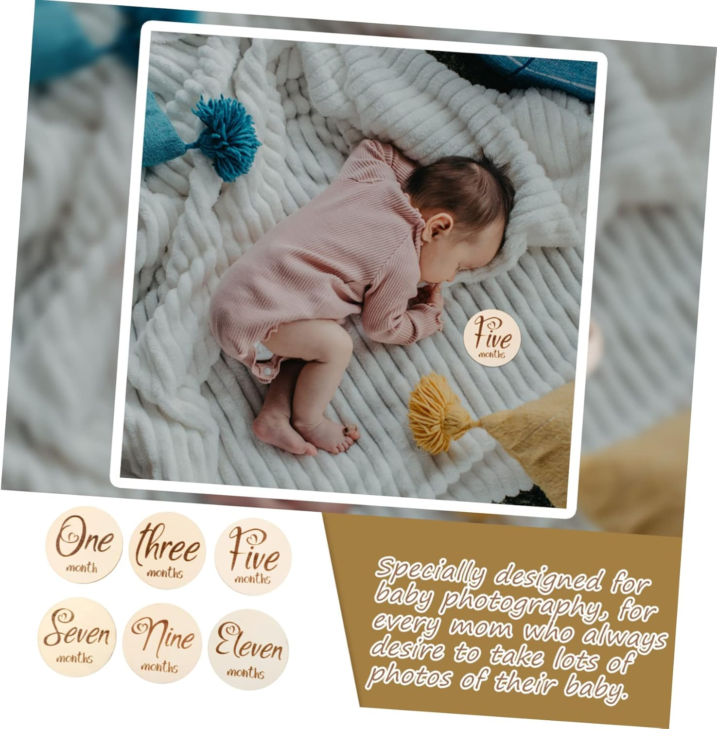 Yardwe 12 Pcs Double Sided Monthly Milestone Cards Birthday Photography Props Newborn Shower Gift